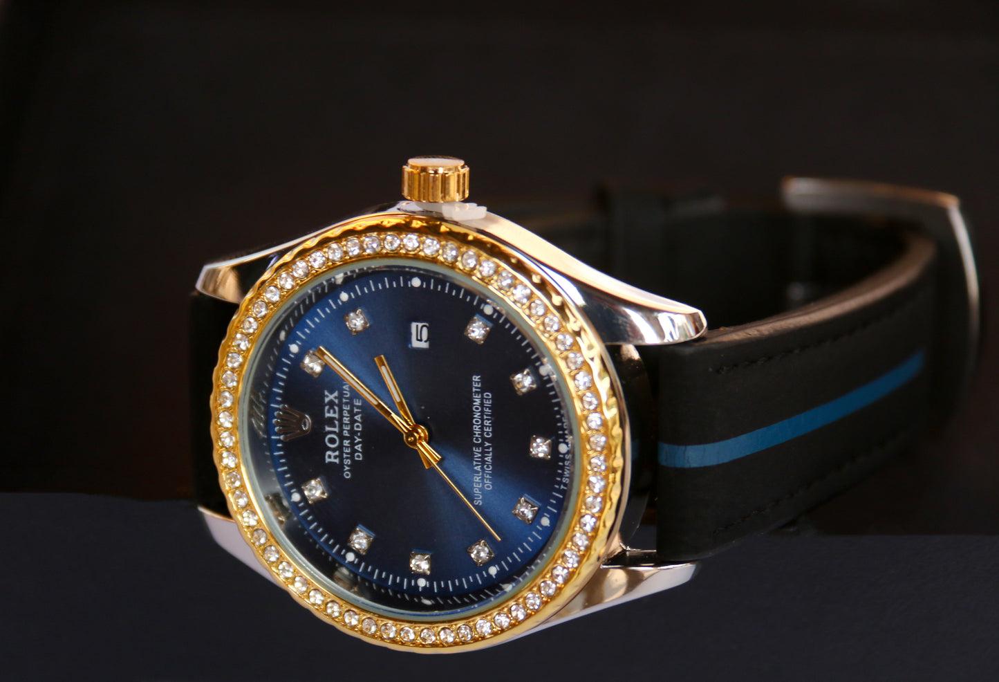 PEARL BLUE DIAL LEATHER STRAP