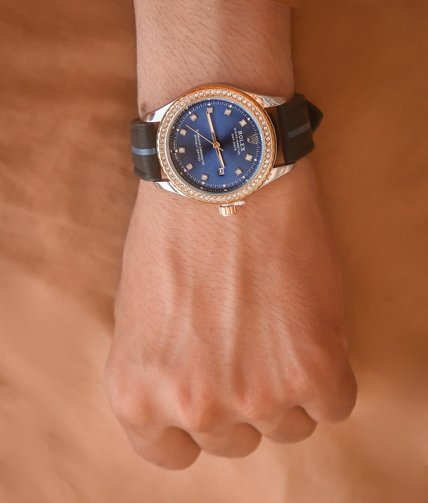 PEARL BLUE DIAL LEATHER STRAP